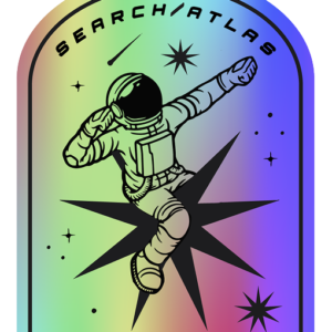 a sticker with an astronaut in space