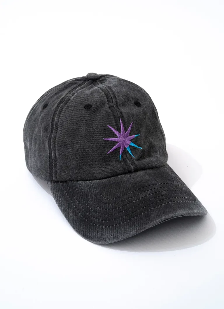 a Black hat with a purple logo